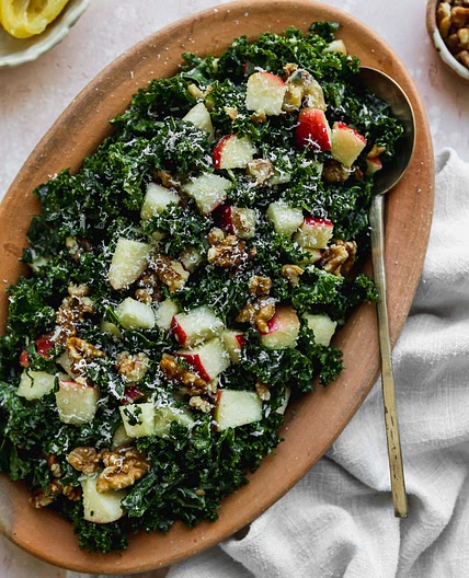 Simple Kale Apple Walnut Salad