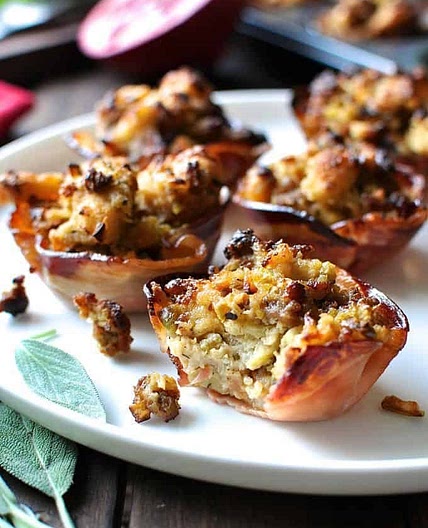 Pork Sausage Apple Stuffing in Pancetta Cups (Muffin Tin)