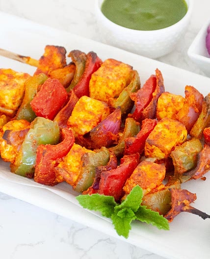 Paneer Tikka (Air Fryer, Oven & Grill Recipe)