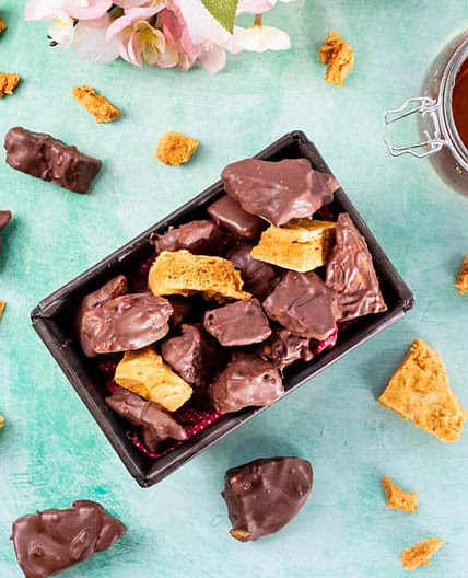 Chocolate Cinder Toffee - Chocolate Dipped Honeycomb