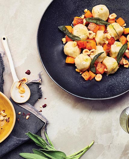 Gnudis, courge Butternut au beurre et aux noisettes