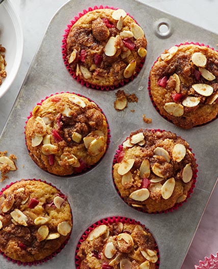 Rhubarb Muffins with Almond Streusel