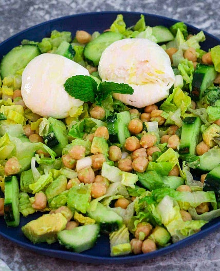 Chickpea and Cucumber Salad with Avocado and Burrata