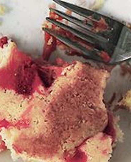 Rhubarb Strawberry Pudding Cake