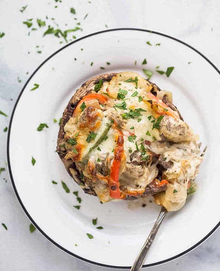 Philly Cheesesteak Stuffed Portobello Mushrooms