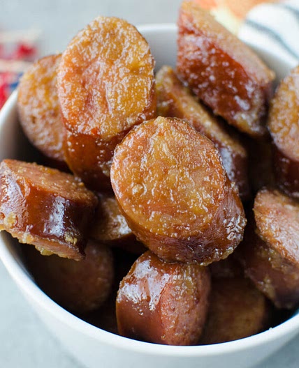 Slow Cooker Apple Kielbasa Bites
