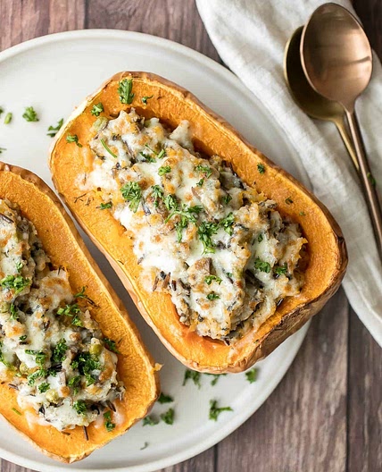 Stuffed Butternut Squash with Wild Rice