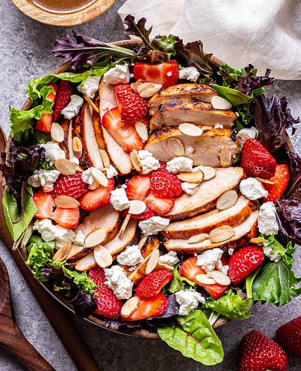 Grilled Chicken Salad with Strawberries and Goat Cheese