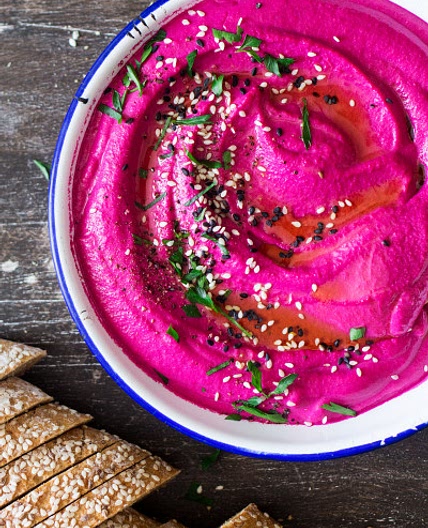 Vegan beet hummus