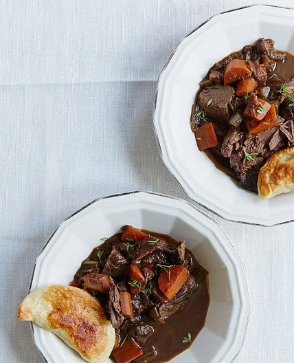 Braised Venison Shoulder with Mushroom Pierogi