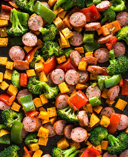 Healthy 20 Minute Sheet Pan Sausage and Veggies