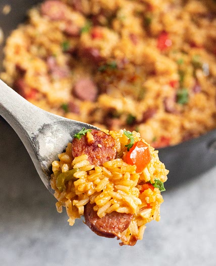 One Pot Sausage Peppers with Rice