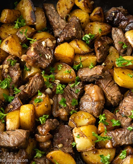 Asian Steak Bites and Potatoes