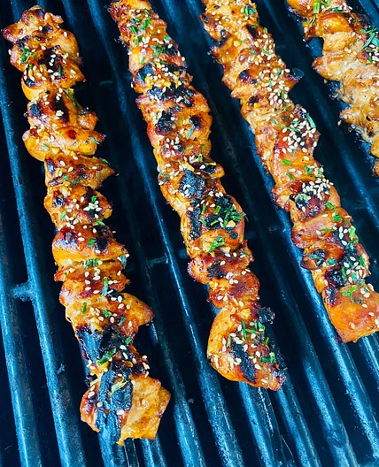 Grilled Maple Sriracha Chicken Skewers