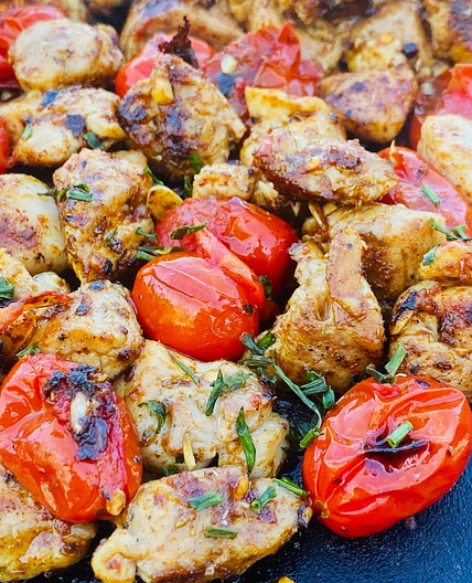 Blackstone Greek Chicken and Tomatoes