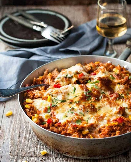 One Pot Chicken Enchilada Rice Casserole