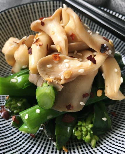 Cold Asian Greens and Mushrooms with Sesame Vinaigrette