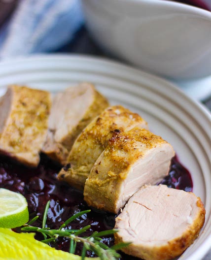 Pork Tenderloin with Blueberry Sauce (Paleo, Whole30, GF, AIP, Keto)