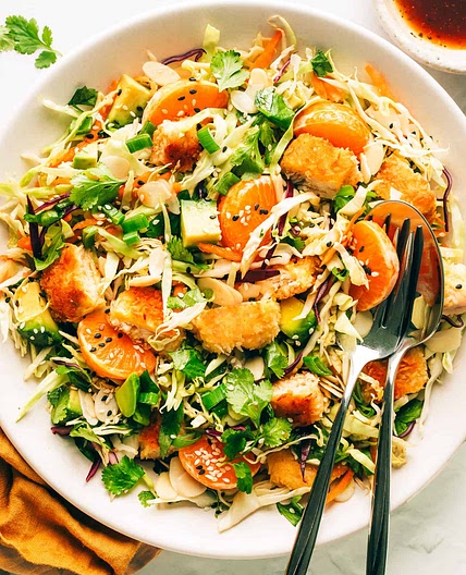 Crispy Coconut Chicken Salad with Sesame Vinaigrette