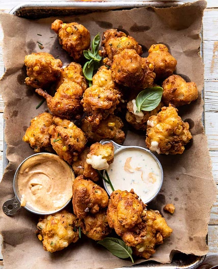 Jalapeño Garlic Corn Fritters with Chipotle Aioli