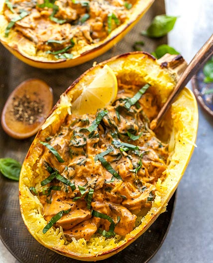 Spaghetti Squash with Vegan Vodka Sauce