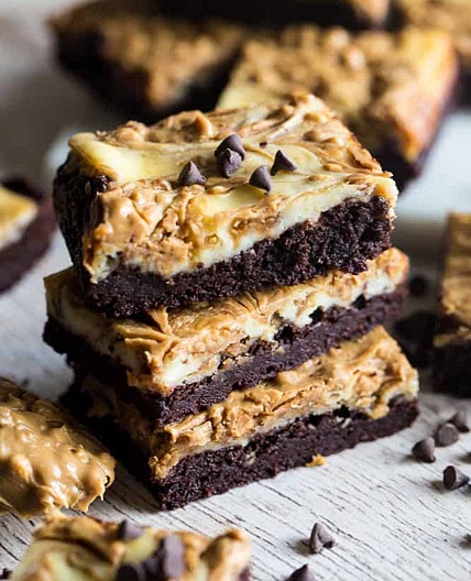 Peanut Butter Cream Cheese Swirled Brownies