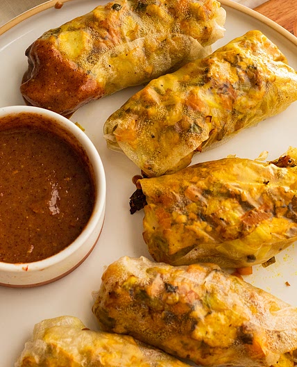 Air Fried Tofu Veggie Spring Rolls (vegan)