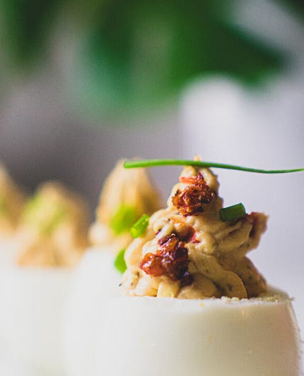 Chipotle Aioli Deviled Eggs with Chili Crisp | Keto, Low-Carb