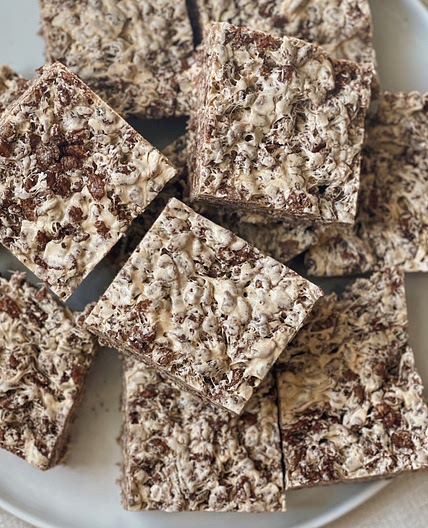 Easy Protein Chocolate Peanut Butter Rice Krispies Treats