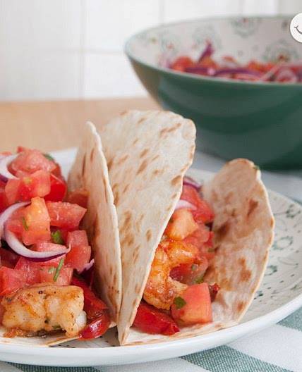 Tacos de langostinos