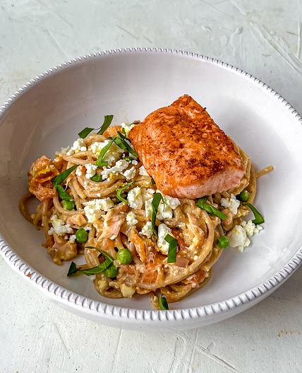 Creamy Feta Salmon Pasta