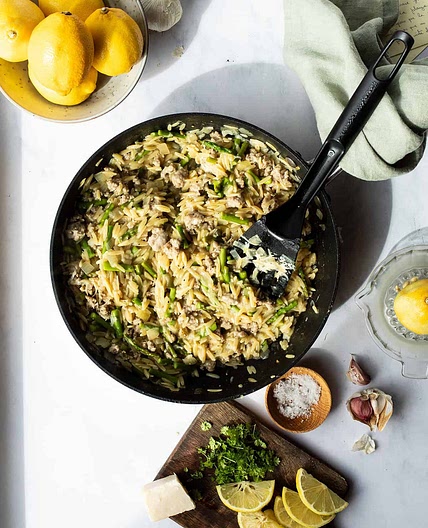 Lemon Parmesan Sausage Orzo
