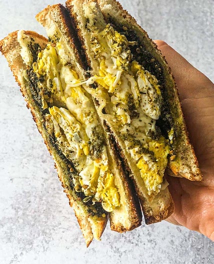 Zaatar and Grilled Cheese Sandwich with Fried Eggs
