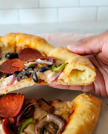 Easy Vegan Stuffed Crust Pizza
