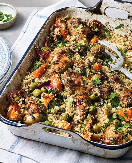 Chicken tagine traybake