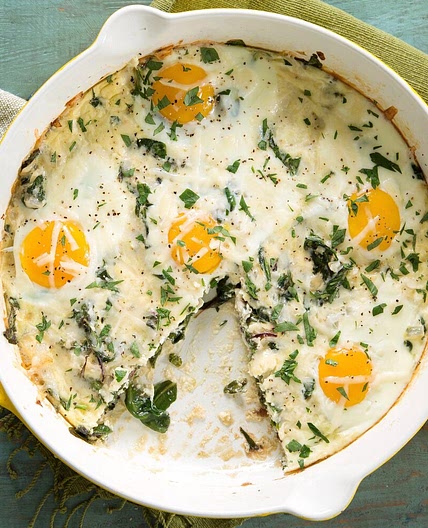 Cheesy Baked Eggs with Creamy Greens