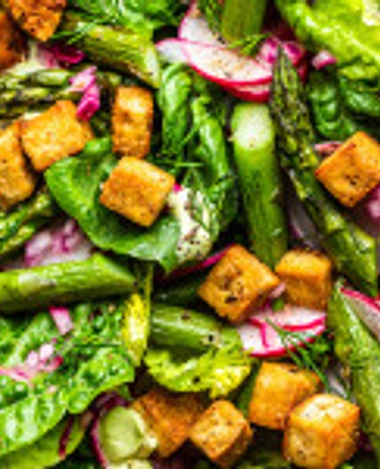 Asparagus salad with lemon tofu