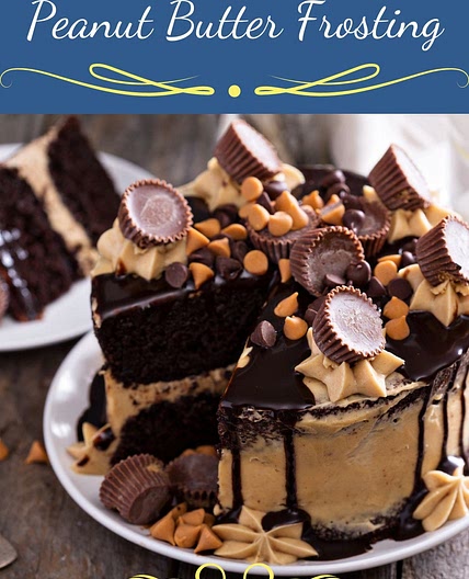 Moist Chocolate Cake with Peanut Butter Frosting
