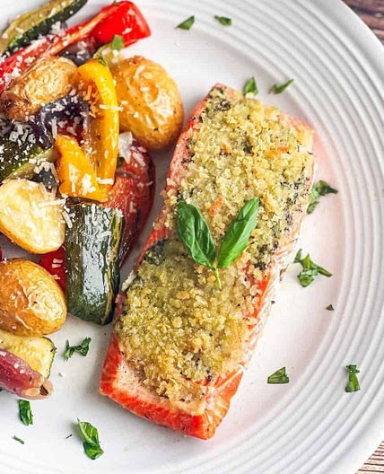 Easy Basil Pesto Crusted Salmon Recipe