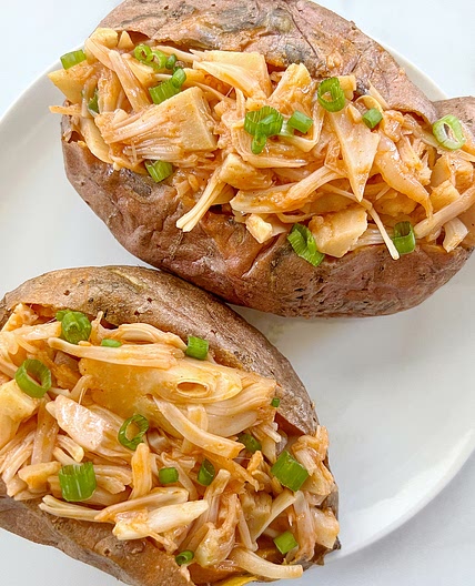 Vegan Stuffed Sweet Potatoes with Jackfruit