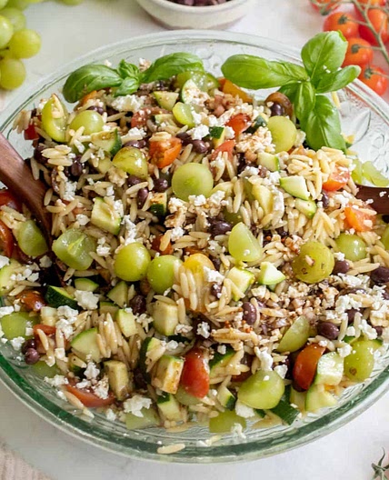 Mediterranean Orzo Salad with Grapes