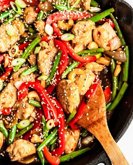 Healthy Orange Chicken Stir Fry with Coconut Cauliflower Rice