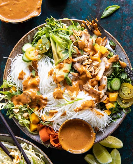 Peanut Chicken Spring Roll Bowl