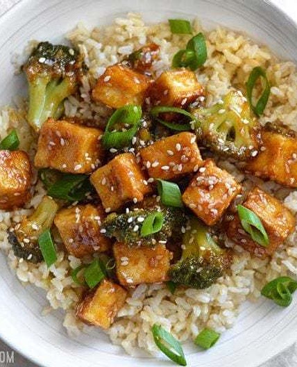 Pan Fried Sesame Tofu with Broccoli