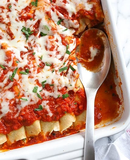 Homemade Spinach Manicotti