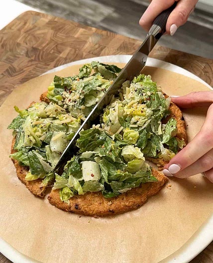 Protein-Packed Perfection: Chicken Pizza Crust Caesar Salad Recipe