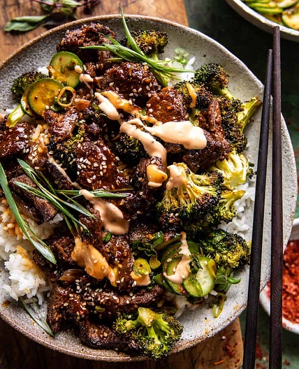 Sheet Pan Spicy Ginger Sesame Beef and Broccoli