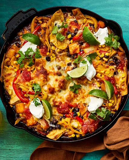 High-Fiber Butternut Squash & Black Bean Enchilada Skillet