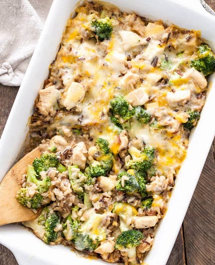 Broccoli, Chicken and Cheese Wild Rice Casserole