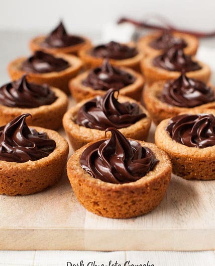 Peanut Butter Cookie Cups with Dark Chocolate Ganache Recipe